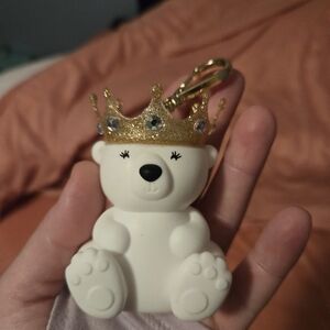 Bath & Body Works White Bear with Gold Crown Holder